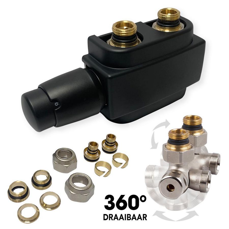 Freestyle onderblok kit 50mm mat zwart + koppeling 16x2-15mm DRL