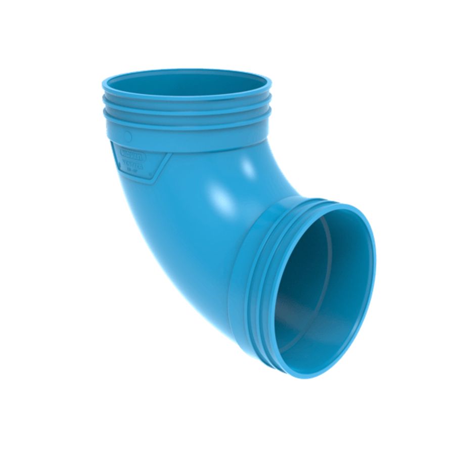 Bocht lijm 90° PVC luchtverdeelsysteem VENTIZA blauw Ø125mm mof/mof Wavin