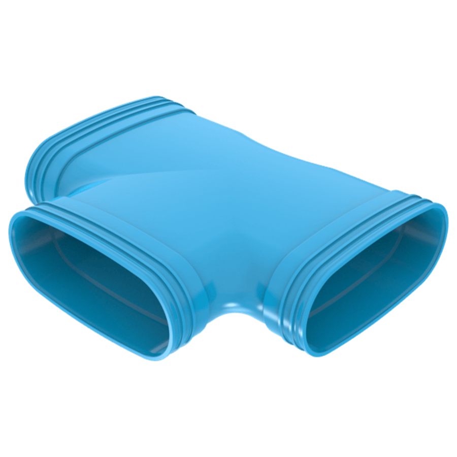 T-stuk lijm 90° PVC luchtverdeelsysteem VENTIZA blauw (195x80mm) 3x mof Wavin