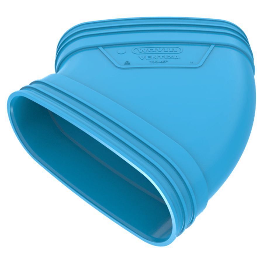 Bocht lijm 45° PVC luchtverdeelsysteem VENTIZA blauw (195x80mm) mof/mof Wavin