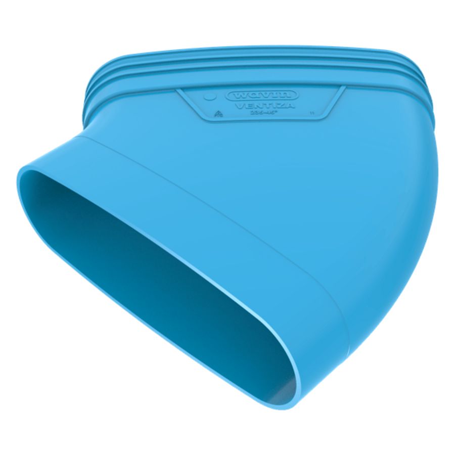 Bocht lijm 45° PVC luchtverdeelsysteem VENTIZA blauw (235x80mm) mof/spie Wavin