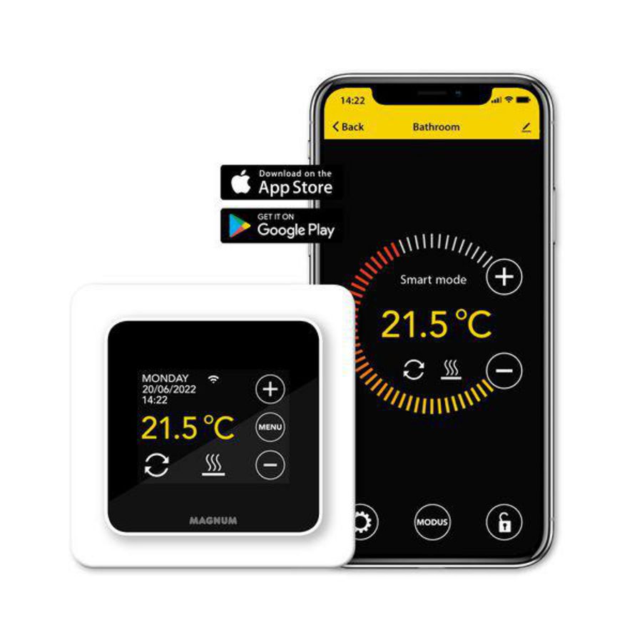 Thermostaat REMOTE CONTROL Wifi + vloersensor wit RAL9010 MAGNUM