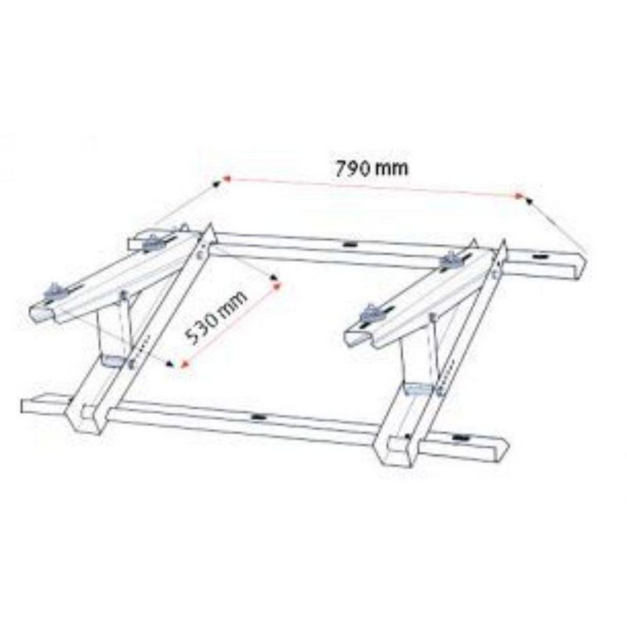 Airco daksteun schuindak verstelbaar 9-45gr RB.MT650 arm 520mm Castel Engineering