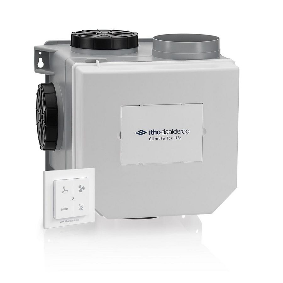 Woonhuisventilator CVE-S ECO met interne vochtsensor + eurostekker incl. bediening RFT-N Auto Itho Daalderop