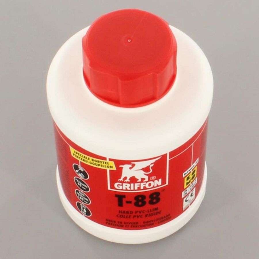 Hard PVC-lijm T-88 (druk-/afvoer) KOMO/KIWA pot a 500ml. Griffon