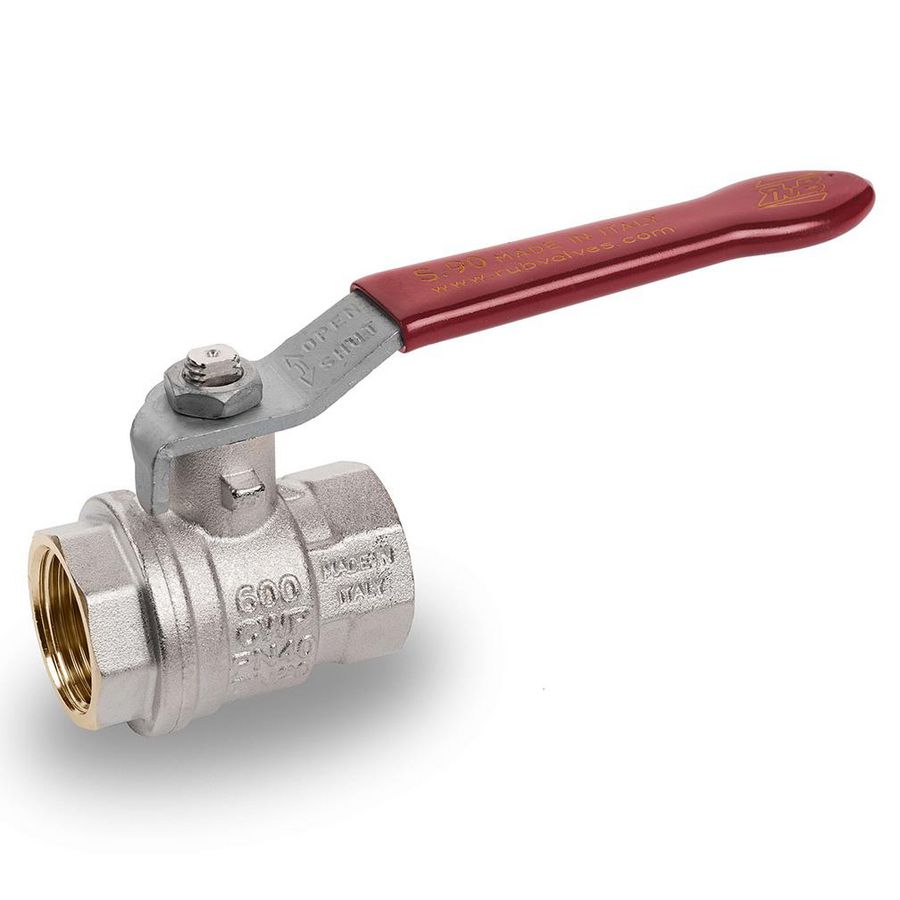 kogelkraan  S90 1.1/2"bn.xbn. DN40 vern Geo hendel rood RUB