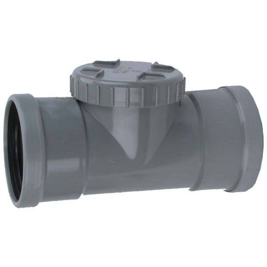 Wafix PVC manchet ontstoppingsstuk + schroefdeksel 125mm SN4 grijs mof/mof Wavin