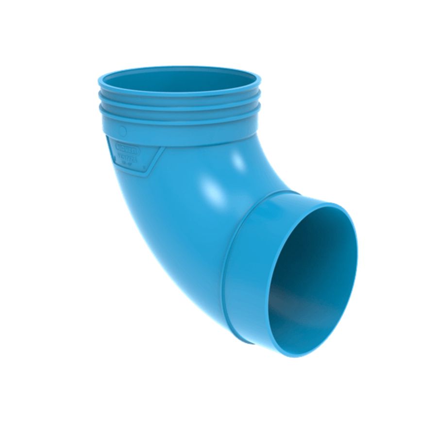 Bocht lijm 90° PVC luchtverdeelsysteem VENTIZA blauw Ø125mm mof/spie Wavin