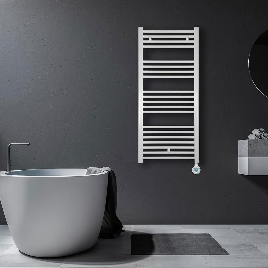 Elektr. handdoekradiator CALOR WHITE 350W 460x870mm snoer 1,2mtr + stekker incl. regeling MASTERWATT