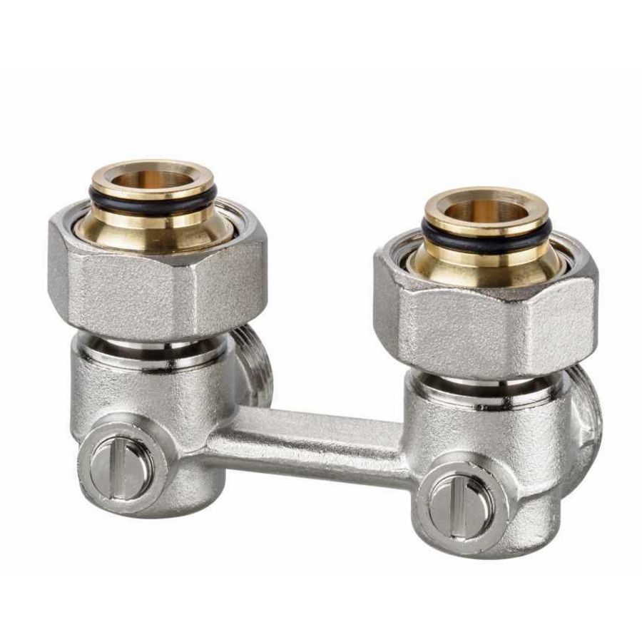 H-onderblok VEKOTERM haaks hoh 50mm 3/4"wartel 2-pijpssysteem IMI Heimeier