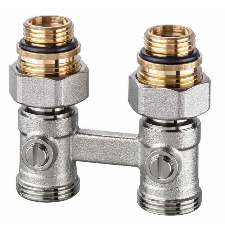 H-onderblok VEKOTERM recht hoh 50mm 3/4"wartel 2-pijpssysteem incl. nippel 3/4"x1/2" IMI Heimeier