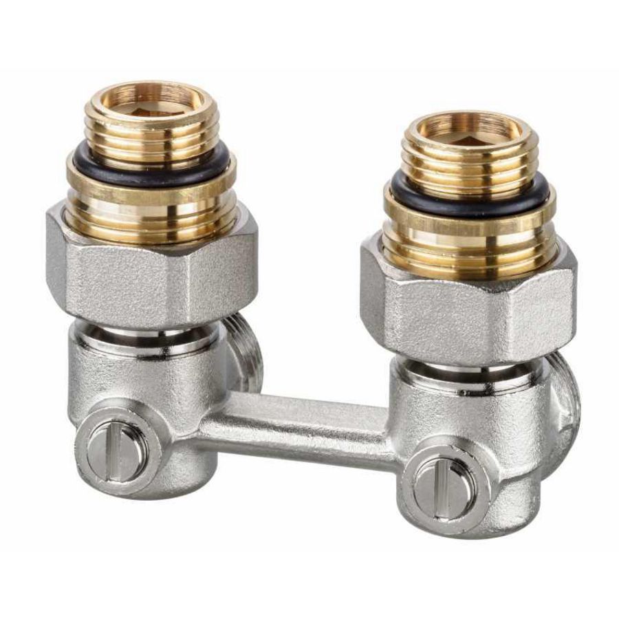 H-onderblok VEKOTERM haaks hoh 50mm 3/4"wartel 2-pijpssysteem incl. nippel 3/4"x1/2" IMI Heimeier