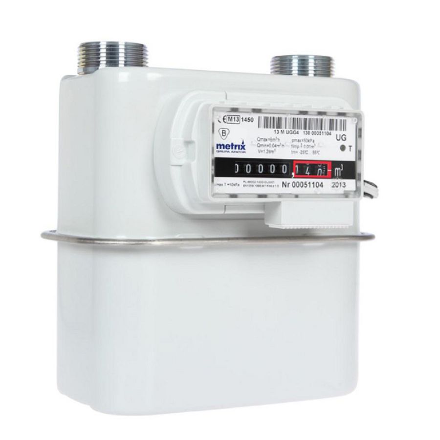 Balgengasmeter G1,6 3/4" 2,5 Nm³/h hoh 100mm excl koppeling Itron