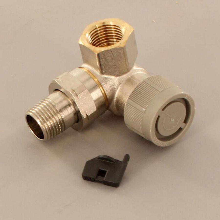 Afsluiter thermostatisch dynamisch AQ dubbelhaaks links 1/2" met vuilfilter Oventrop