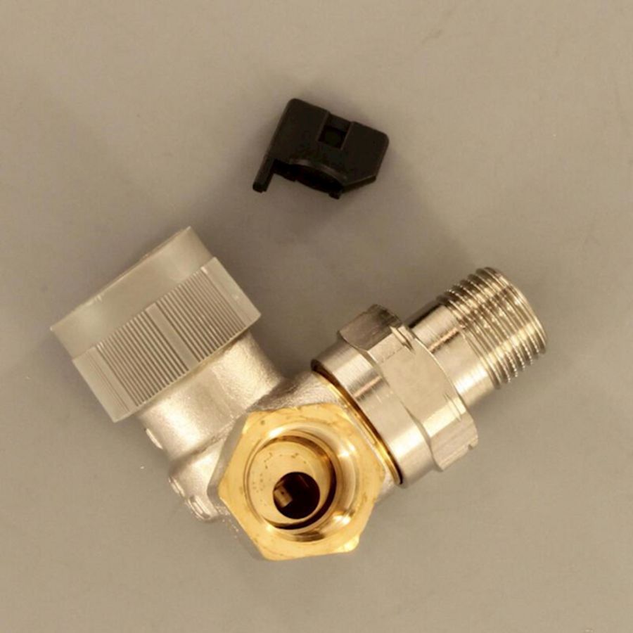Afsluiter thermostatisch dynamisch AQ dubbelhaaks links 1/2" met vuilfilter Oventrop