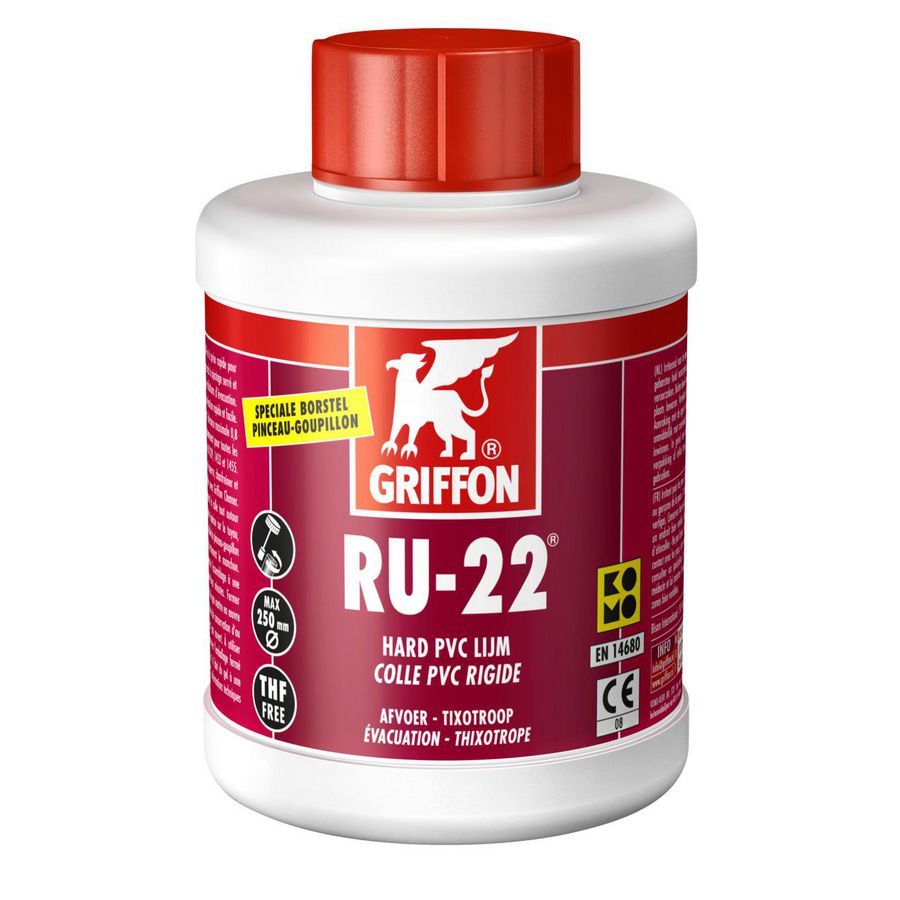 Hard PVC-lijm RU-22 (spleetvullend) KOMO pot a 500ml. Griffon