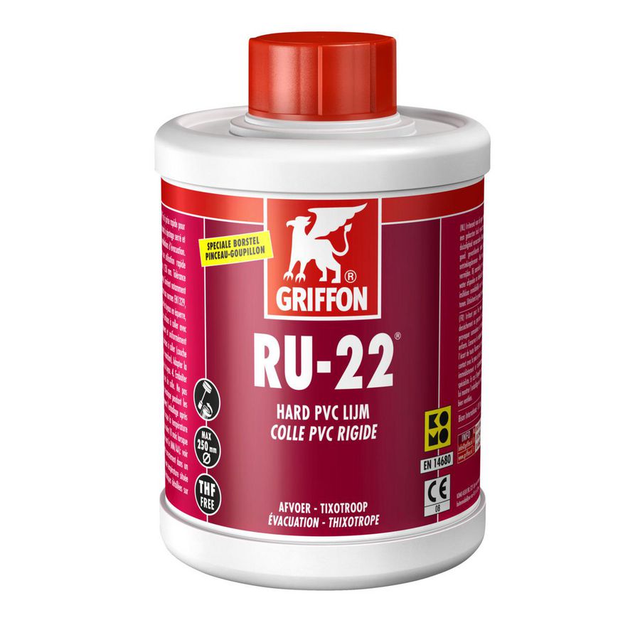Hard PVC-lijm RU-22 (spleetvullend) KOMO pot a 1ltr. Griffon
