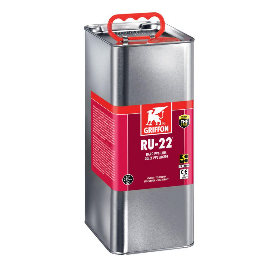 Hard PVC-lijm RU-22 (spleetvullend) KOMO blik a 5ltr. Griffon
