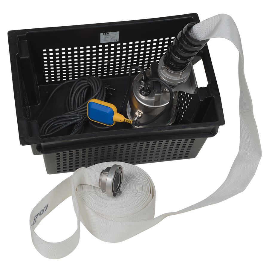 Emergency kit dompelpomp rvs Sanisub steel incl. zeefmand + 15mtr. afvoerslang Sanibroyeur