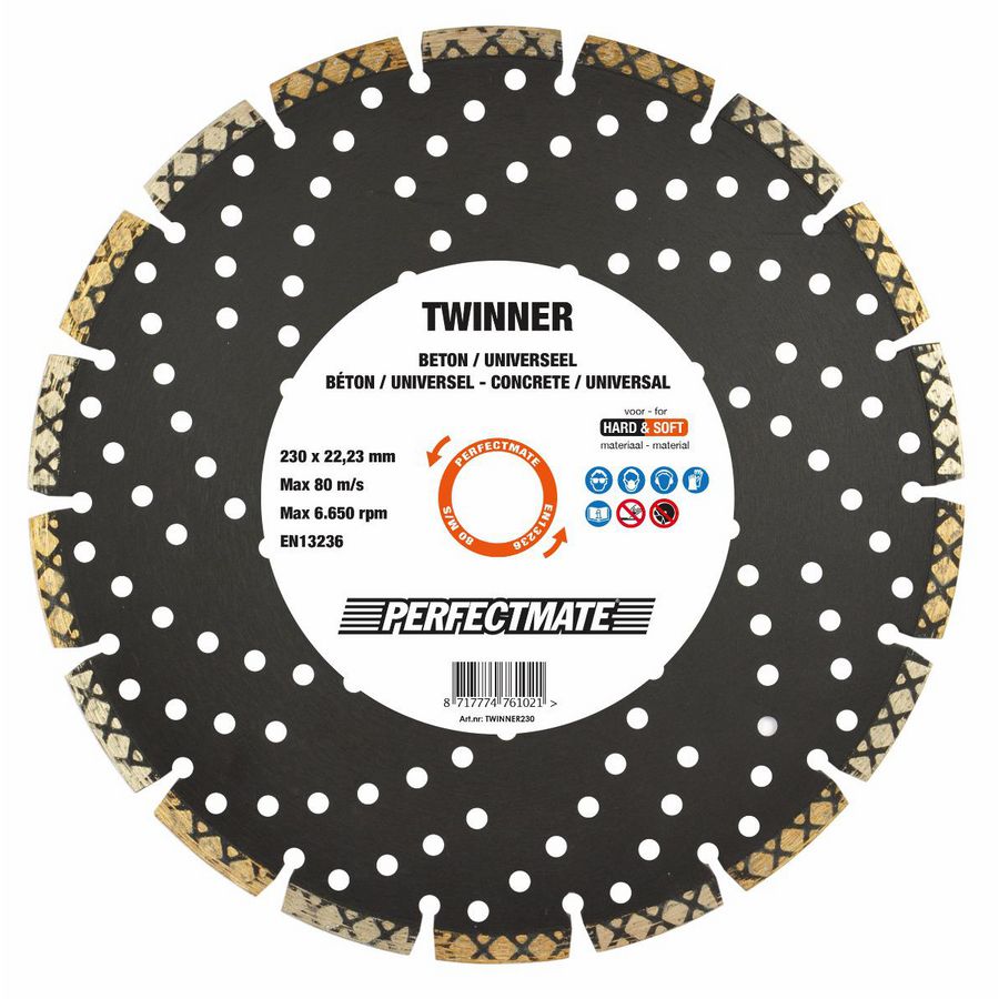 Twinner diamantzaagblad 230mm asgat 22.23mm ASF Fischer