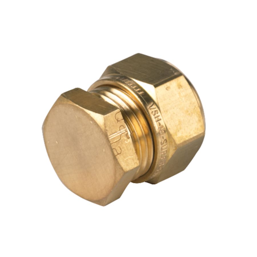 Eindkoppeling Super knel 22mm S1206 DZR (DeZinc. Resistant) vernikkeld k/g (test cth) VSH