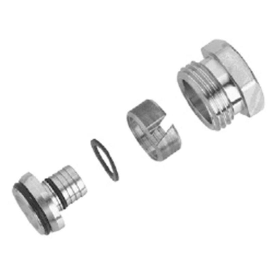 Koppeling 1/2" PEX- en AKB-buis 16x2mm design ventiel VASCO
