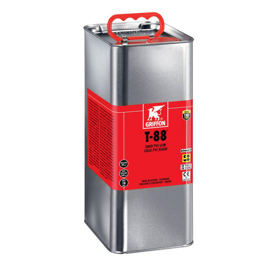 Hard PVC-lijm T-88 (druk-/afvoer) KOMO/KIWA blik a 5ltr. Griffon