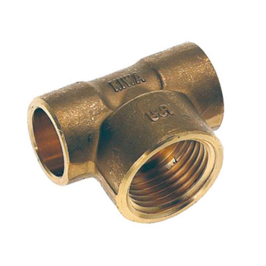 T-koppeling verlopend messing soldeer 22x1/2" bn.x22mm KIWA Bonfix