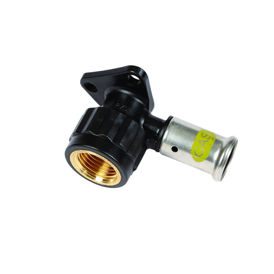 Enkele muurplaat persaansluiting GAS kort 2PKG 16x1/2" bn. Henco