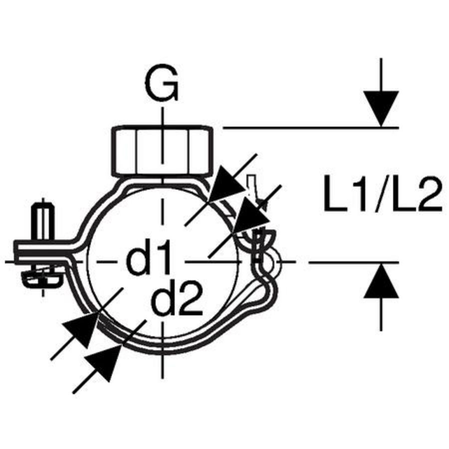 Polyethyleen (PE) beugel met moer 1/2" 75mm Geberit