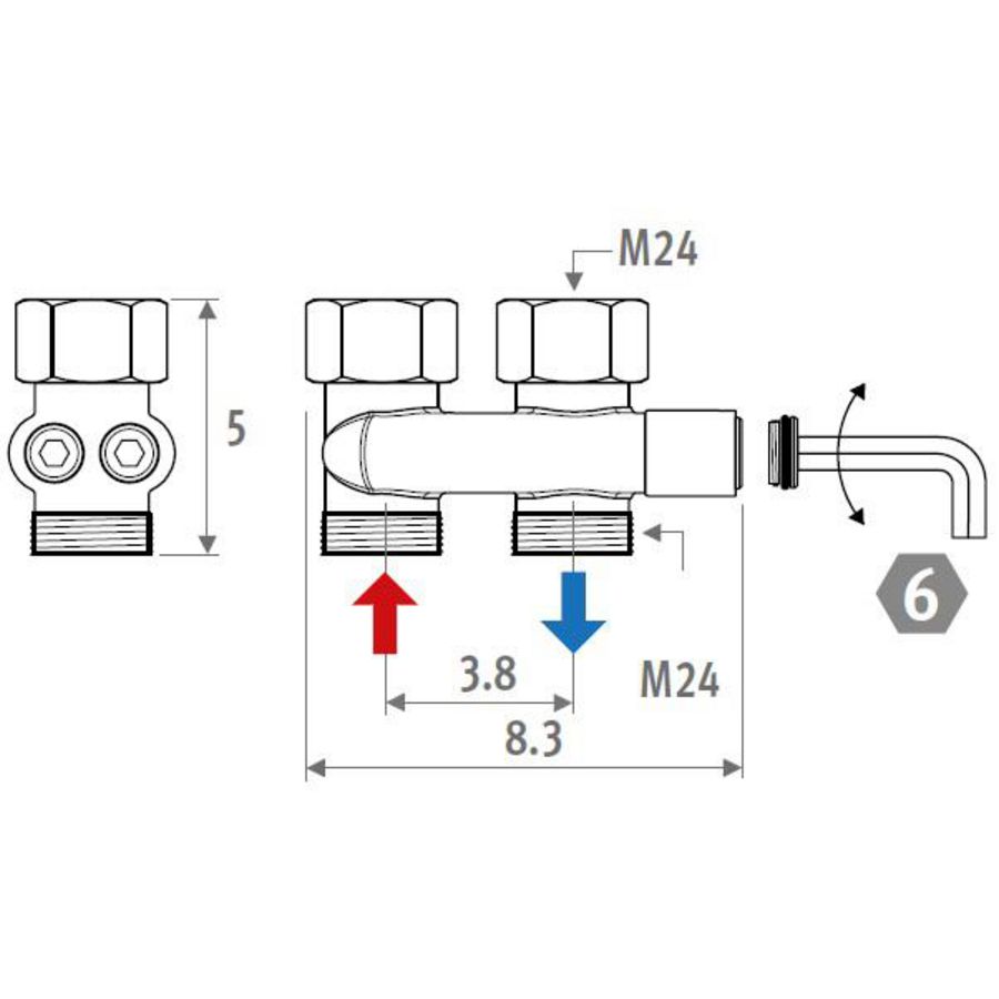 Cros-flow voor pro ventielen 38mm Jaga