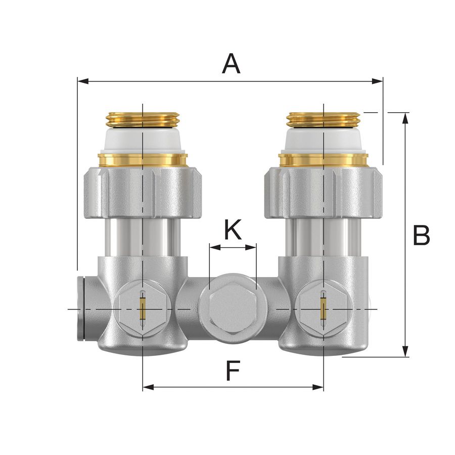H-onderblok 1-pijps, haaks FF G1/2x3/4 EK Ni Simplex VVE=5 Flamco