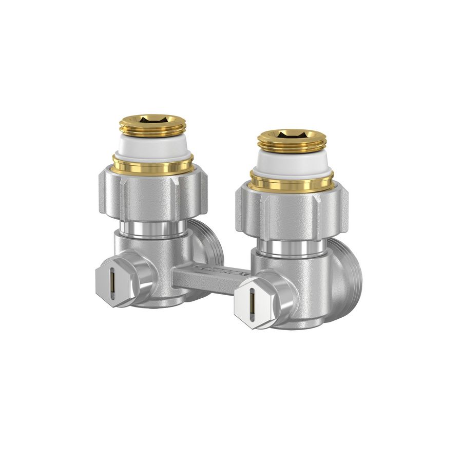 H-onderblok 2-pijps, haaks MM G1/2x3/4 EK Ni Simplex Flamco