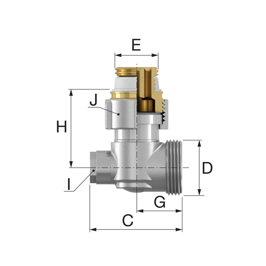 H-onderblok 2-pijps, haaks MM G1/2x3/4 EK Ni Simplex Flamco