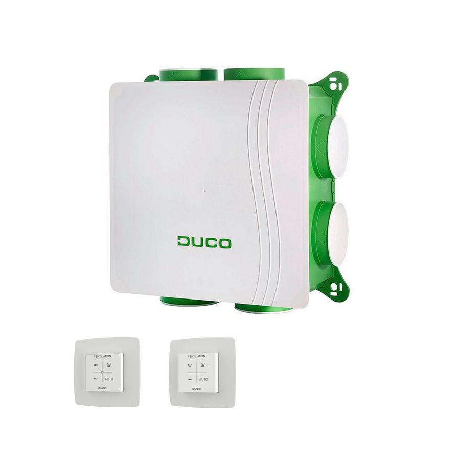 Woonhuisventilator DucoBox Silent-2.0 incl.  RF/Bat bediening + CO₂ sensor met bediening DUCO