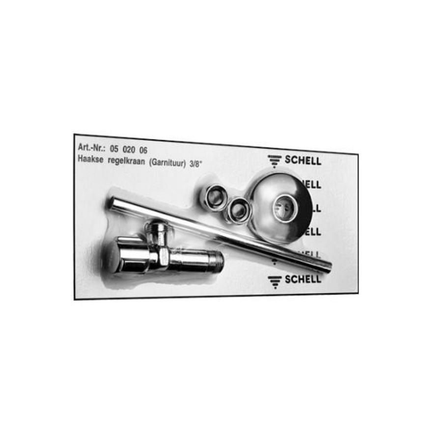 Hoekstopkraanset 3/8 180mm aansluitbuis zelfd./m.schuifrozet Schell