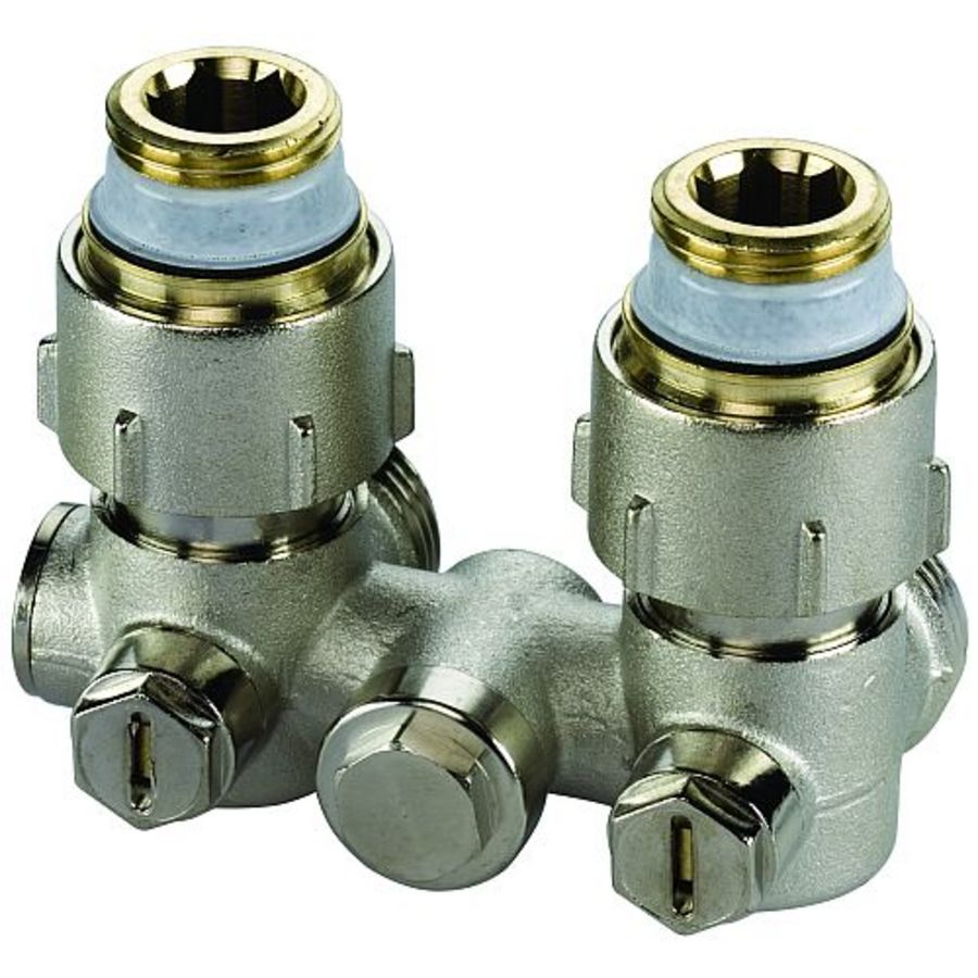 H-onderblok 1-pijps 3/4" haaks + koppeling 1/2" Simplex