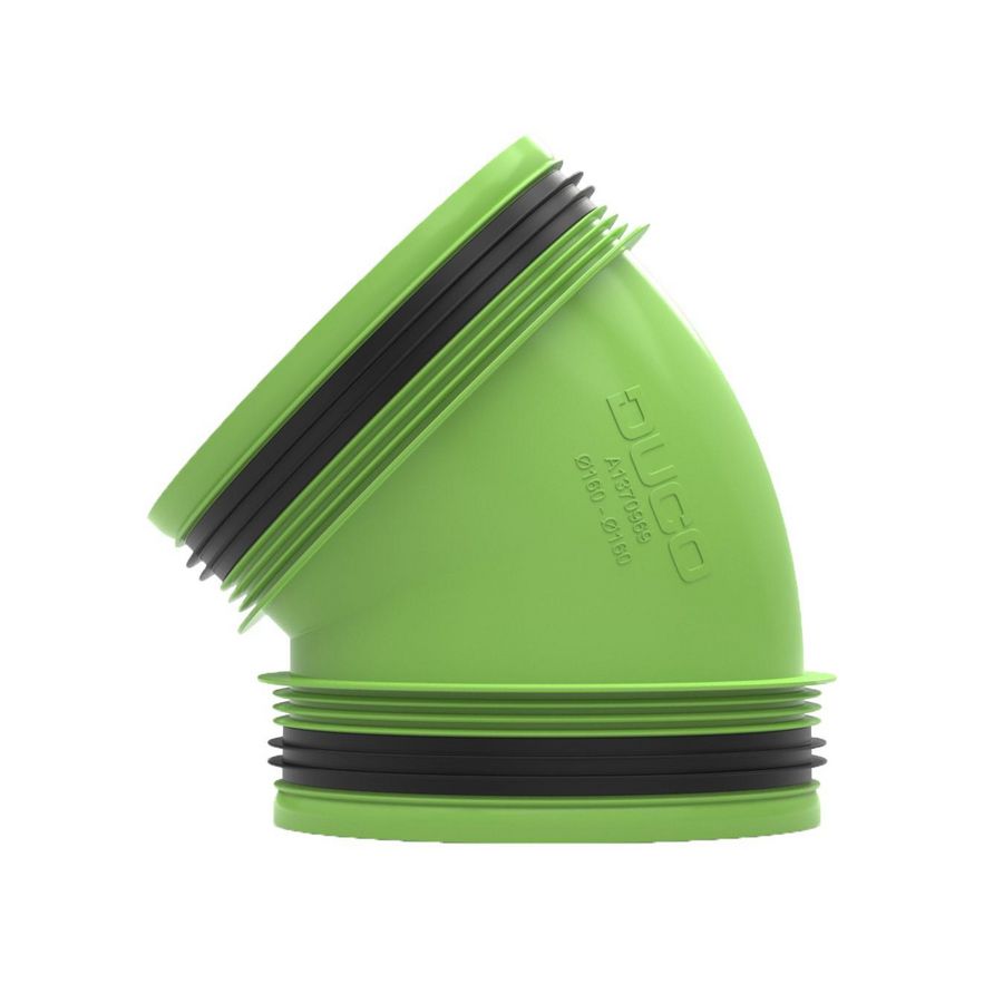 Aansluitstuk 45gr. met rubber diam. D160 / D160 (M/M) VVE=14 DUCO