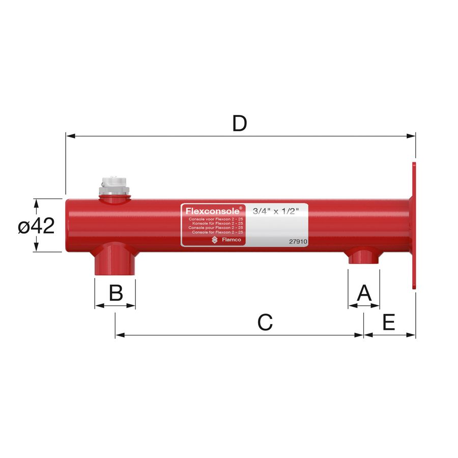 Expansievatconsole Flexconsole rood 3/4"+1/2"+ ontl. 1/2 Flamco