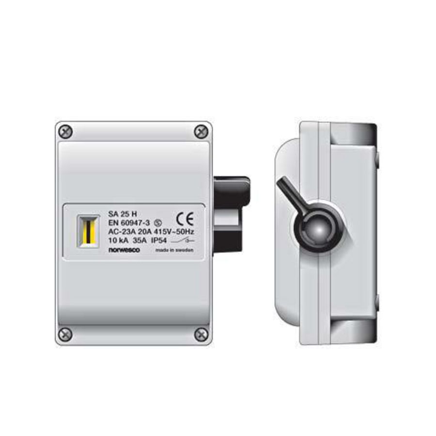 Werkschakelaar SA425 4p 25A/415V M25 grijs IP54 Norwesco