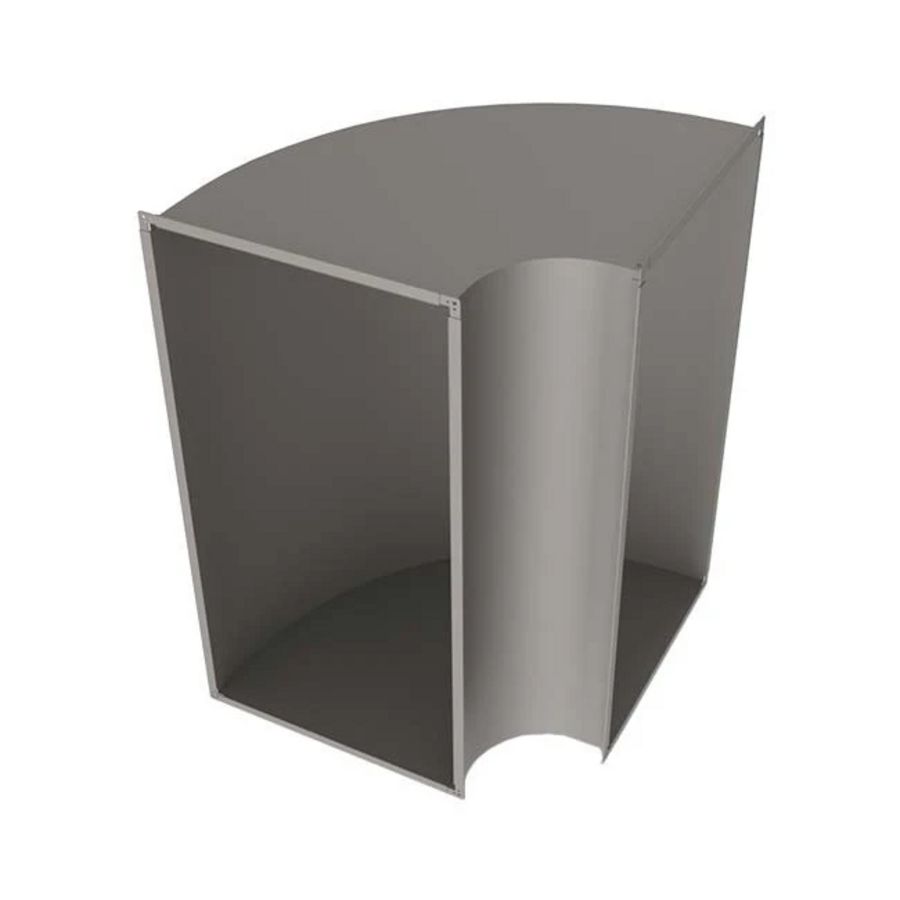 Bocht 90° verticaal 250x 250mm sendzimir verzinkt staal Econox