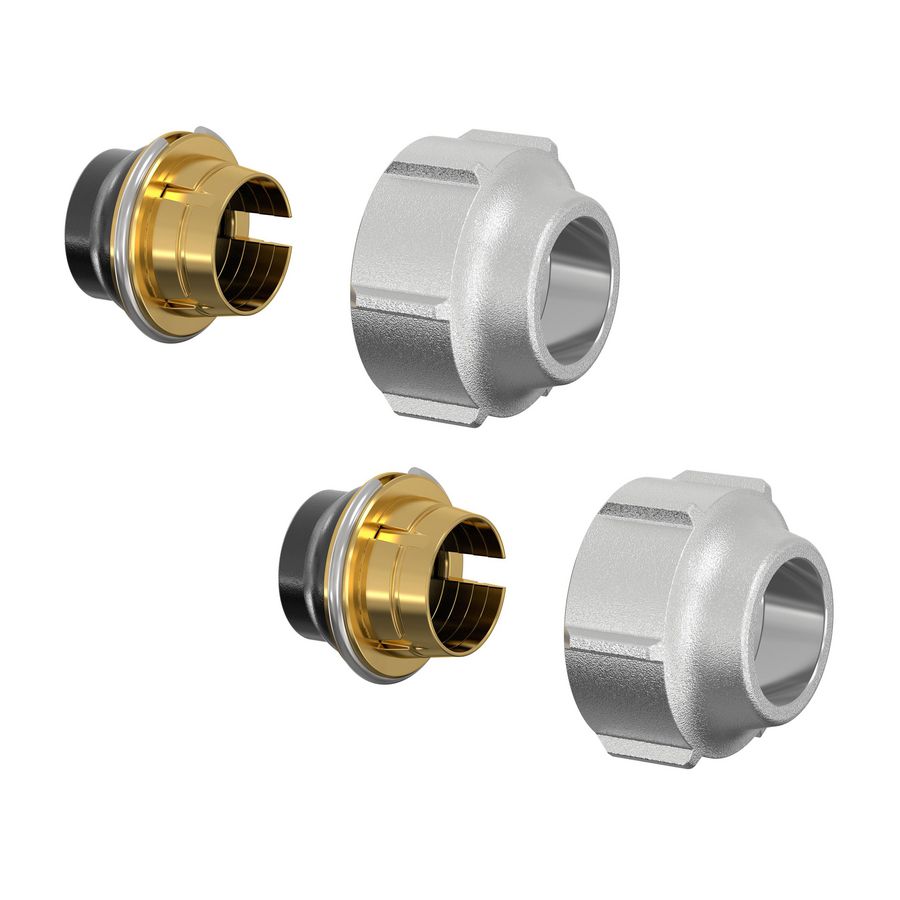 Set a 2st. aansluitkoppelingen 3/4"euroconus x 15mm knel Flamco