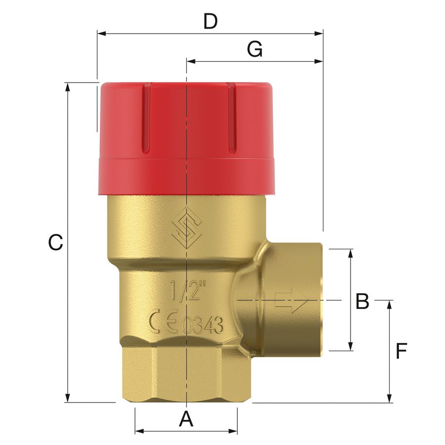 Veiligheidsventiel Prescor 1/2"x1/2" bi.dr. 4bar Flamco