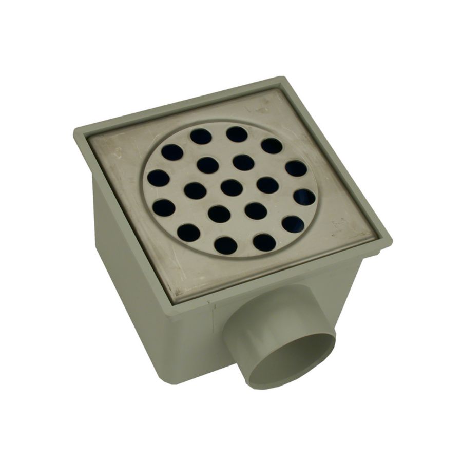 Vloerput 200x200mm RVS rooster 403 Wavin