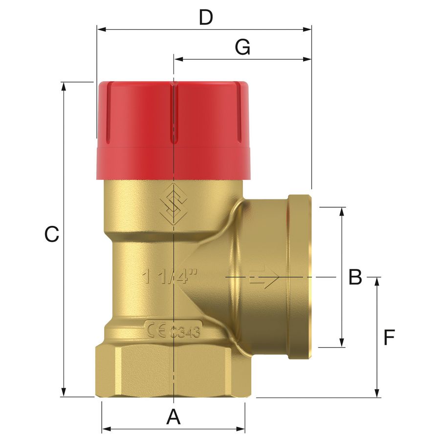 Veiligheidsventiel Prescor 1.1/4"bn. 4bar Flamco