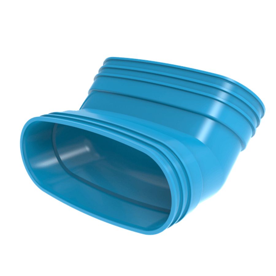 Staande bocht lijm 45° PVC luchtverdeelsysteem VENTIZA blauw (195x80mm) mof/mof Wavin