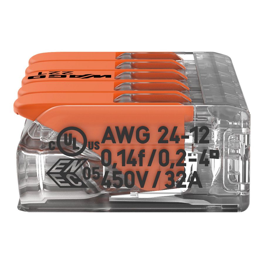 Lasklem 5-voudig 4mm2 221-415 VVE=25 Wago