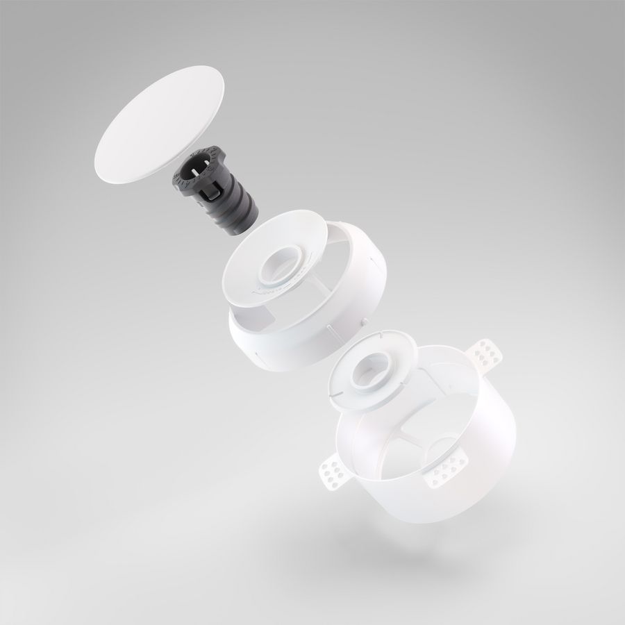 Ventilatieventiel (toevoer of afvoer) Instucbaar design NoShow Ø125mm wit VentWorks