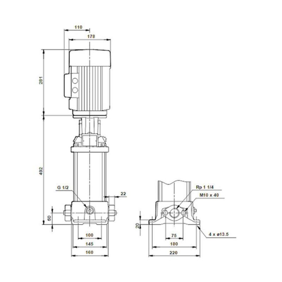 Centrifugaalpomp CR5-10 A-A-A-E-HQQE 3x230/400 50 Hz GRUNDFOS