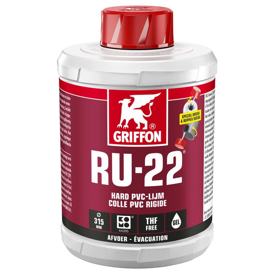 Hard PVC-lijm RU-22 (spleetvullend) KOMO pot a 1ltr. Griffon